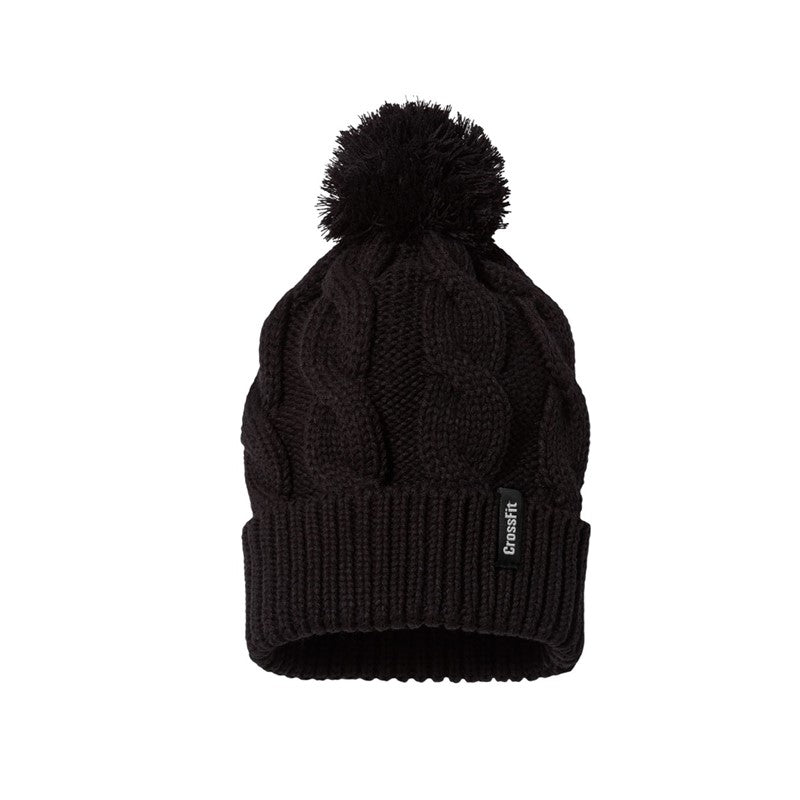 CF Chunky Knit Pom Beanie -  black