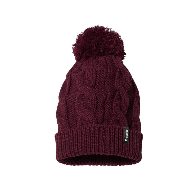CF Chunky Knit Pom Beanie -  burgundy
