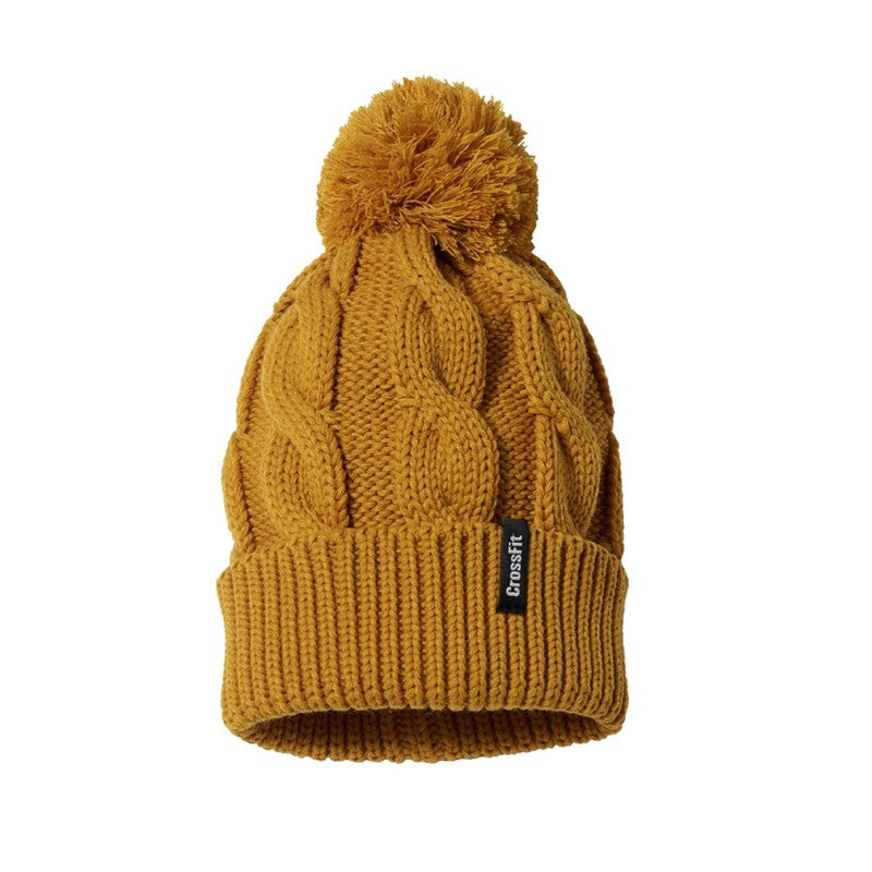 CF Chunky Knit Pom Beanie -  camel