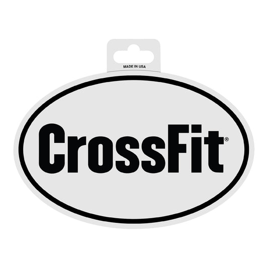 CrossFit White Oval Decal in white and black - front view