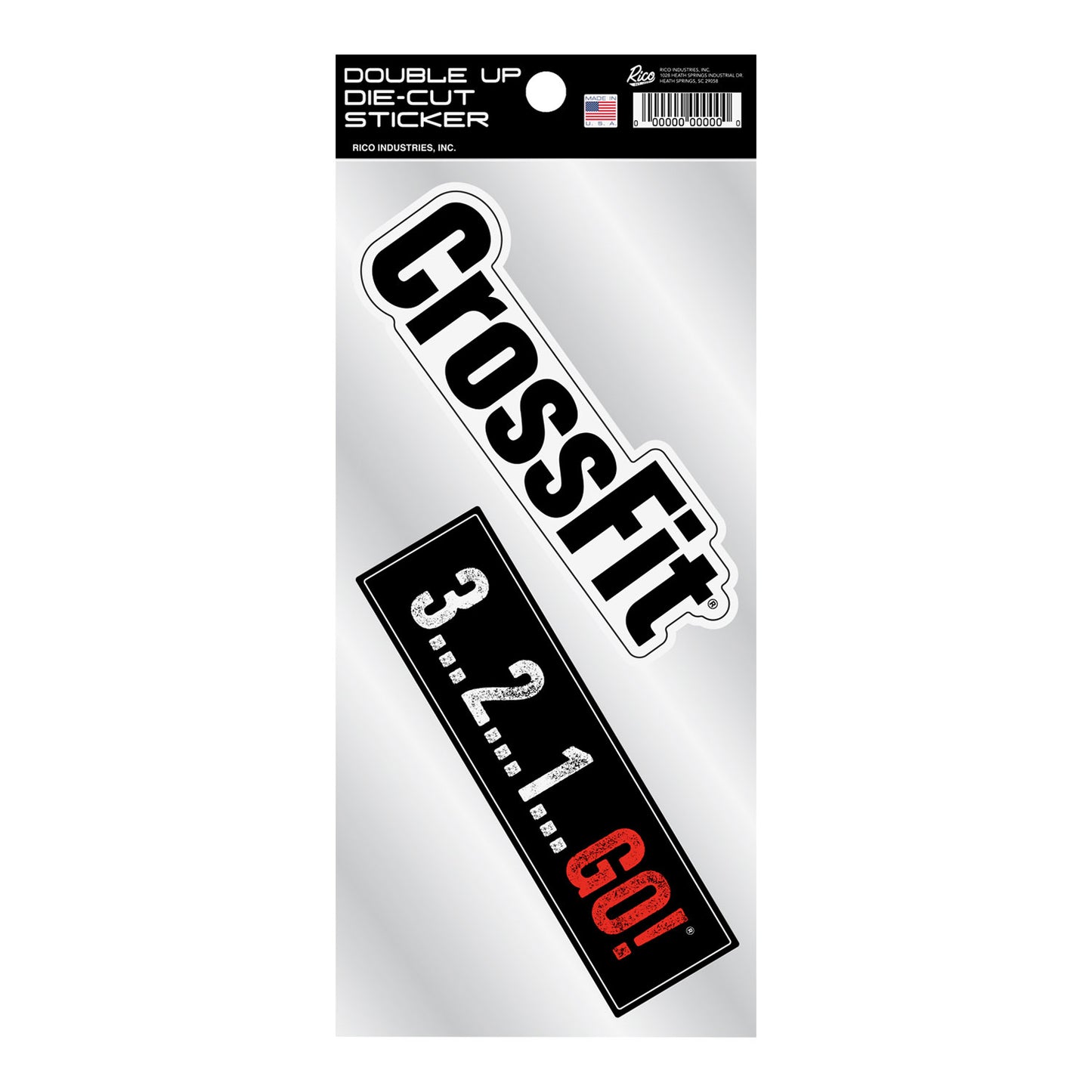 CrossFit Double Up Sticker Sheet in black, white, and red - front view