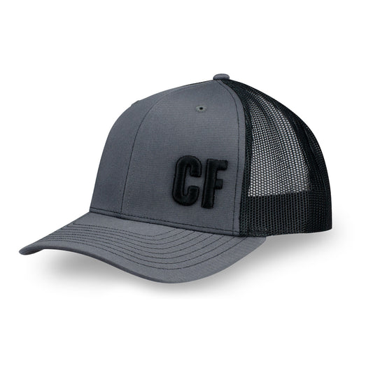 Adjustable CrossFit Monogram Trucker Hat — Charcoal - front view